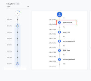 GA4 debug generate lead event