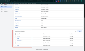 gtm data layer variables squarespace conversion tracking setup