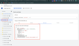 Purchase data layer event