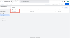 squarespace purchase event gtm trigger setup