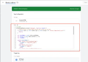 breely booking listener code setup in google tag manager