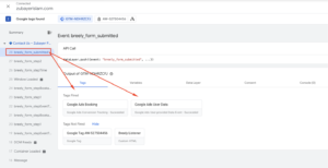 GTM Preview Breely data layer