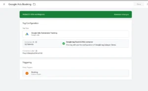 google ads conversion tracking tag for breely bookings