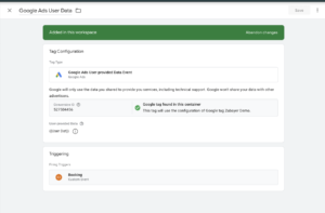 Google Ads User data Tag