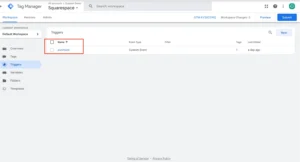 gtm custom event purchase trigger squarespace