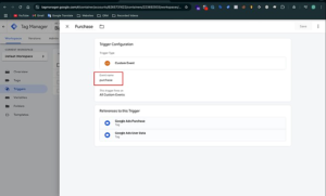 gtm custom event purchase trigger bigcommerce