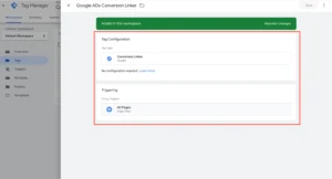 google ads conversion linker tag setup in gtm for calendly conversion tracking