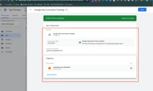 google ads conversion tag setup in gtm for calendly tracking