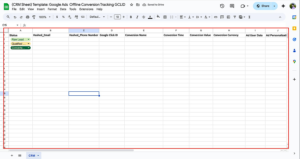 google sheets offline conversion tracking template with gclid and conversion data columns