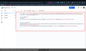 google sheets app script setup for receiving gtm offline conversion tracking data