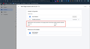 gtm preview showing zc_id parameter in page location