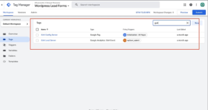 GA4 tag configuration sending Event ID FBP FBC parameters to GTM server container