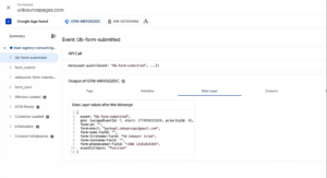 unbounce form submission event showing data layer email phone captured