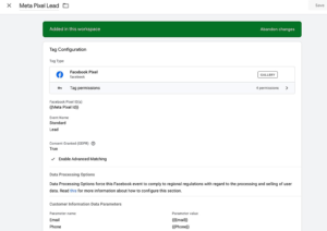 meta pixel lead event setup unbounce form tracking gtm