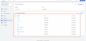 Server GTM variables