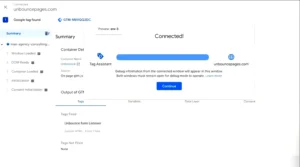 GTM Preview Mode connected to Unbounce landing page for conversion tracking verification