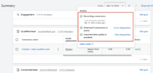 enhanced conversions setup for hubspot crm and google ads