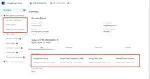 GTM Preview Mode showing all tags fired correctly after Unbounce form submission